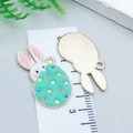 Easter white bunny holding a colorful egg alloy pendant for DIY jewelry making - Green Rabbit Spotted Egg (25139)