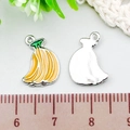 Banana-shaped alloy enamel charms for DIY jewelry making in vibrant yellow and green - Banana (21934) / 1 Piece (10x14mm) / Yellow