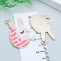 Easter bunny and colorful egg enamel alloy pendant charm for DIY jewelry making - Pink Striped Rabbit Egg (25142)