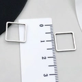 Polished silver square hollow pendant charms with ruler for measurement display - Square Style