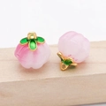 Pink and white gradient clover pumpkin glass pendant with golden hanging loop - Large (14x13mm) / Pink and White Gradient
