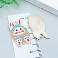 Colorful Easter bunny enamel pendants with gold alloy back for DIY jewelry making - White Rabbit Egg (25143)