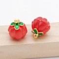 Red four-leaf clover glass pendants with green leaves and gold metal rings - Large (14x13mm) / Red