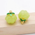 Light green glass pumpkin clover pendant with golden leaf clasp for DIY jewelry - Large (14x13mm) / Grass Green