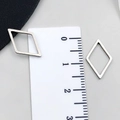 Polished silver stainless steel hollow rhombus pendant charm 1.5cm for DIY jewelry making - Rhombus Style
