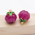 Two purple four-leaf clover pumpkin pendants with gold-plated loops and green enamel leaves - Large (14x13mm) / Purple