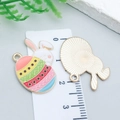 Easter bunny and colorful enamel egg charms with golden metallic back on grey surface - Colorful Rabbit Egg (25145)