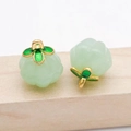 Translucent light green bud pendant with gold metal leaf accent for DIY jewelry - Large (14x13mm) / Light Green