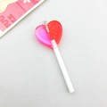 Close-up of heart-shaped lollipop charm with glitter resin and red-pink gradient detail - Red Pink Gradient Style (17096)