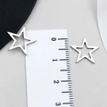 Pair of 2cm polished hollow star-shaped silver stainless steel jewelry charms and pendants - Star Style