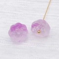 Pair of frosted lavender lotus flower beads on gold pins for DIY jewelry making - Purple White Gradient