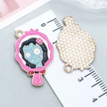 Pink zombie girl cartoon charm made of enamel alloy for DIY jewelry making - Halloween Zombie Mirror Style (25024)