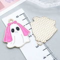 Cute pink Halloween ghost bride alloy charm showing both front and metal back detail - Ghost Bride Style (25025)