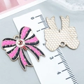 Pink and black bow tie alloy charms with star patterns for DIY jewelry making - Evil Eye Bowknot Style (25027)
