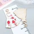 Halloween blood-spattered white dress charms in alloy with pink bow and golden backing - Bloody Wedding Dress Style (25028)