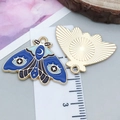 Donkerblauwe mot emaille hanger met boze oog en halve maan voor doe-het-zelf sieraden - Blauwe Vlinderstijl (18695)