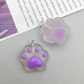 Detail of cute purple resin cat paw charms for DIY jewelry with silver metal rings - Purple Resin Cute Cat Paw (17042)