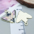 Roze en paarse emaille vlinder hanger met maan en ster details voor DIY sieraden maken - Roze Paarse Ruit Vlinderstijl (18699)