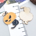 Ciondolo di Halloween in smalto con zucca e gatto nero per la creazione di gioielli fai-da-te - Gatto Nero Testa di Zucca (25010)