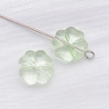 Translucent light green glass clover charm for DIY jewelry bracelets and necklaces - Transparent Light Green Clover Heart Style (26726)