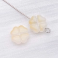 Pearlescent white four-leaf clover glass beads for DIY jewelry making and bracelet charms - Frosted Yellow Clover Heart Style (26727)