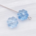 Light blue translucent clover glass bead accessory for DIY jewelry making - Transparent Blue Clover Heart Style (26729)