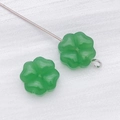 Translucent emerald green four-leaf clover glass bead charm for DIY jewelry making - Jelly Dark Green Clover Heart Style (26730)