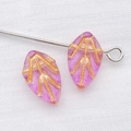 Transparente lila Blattperle aus Glas mit goldenen Blattadern für DIY-Schmuckherstellung - Transparentes Violett Mit Goldvergoldung (1 Stück)