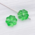 Translucent emerald green clover glass spacer beads for DIY jewelry making - Transparent Dark Green Clover Heart Style (26731)