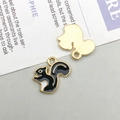Front and back view of squirrel charms with enamel finish and gold plated back details - Black Squirrel (9921)
