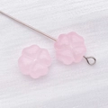 Pink four-leaf clover glass beads with center hole for DIY bracelet making - Frosted Pink Clover Heart Style (26732)