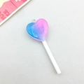 Pink and blue gradient heart lollipop resin charm with a silver metal hook - Blue Pink Gradient Style (17093)