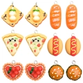 Miniature resin food charm set featuring cartoon burgers, hot dogs and toast bread - Mixed Simulation Food Styles (SN506)