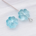 Light blue glass four-leaf clover spacers on silver pins for DIY jewelry making - Transparent Lake Blue Clover Heart Style (26734)