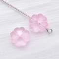 Pink frosted glass four-leaf clover charm bead on silver pin for DIY jewelry making - Transparent Pink Clover Heart Style (26737)