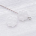 Translucent white clover-shaped resin bead for DIY jewelry making with metal pin - Jelly White Clover Heart Style (26738)