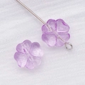 DIY purple clover glass beads on silver metal pin for handmade jewelry crafting - Transparent Purple Clover Heart Style (26739)
