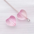 Pink heart-shaped glass bead pendants with translucent gradient for DIY jewelry making - 1 Bead / Transparent Pink