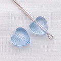 DIY light blue transparent glass heart beads with silver metal pin accessory - 1 Bead / Transparent Blue