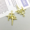 Macro detail of golden starburst alloy charms for DIY jewelry making accessories - 23*29mm / KC Gold
