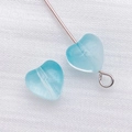 DIY jewelry charm featuring a gradient lake blue heart-shaped transparent glass bead - 1 Bead / Transparent Lake Blue
