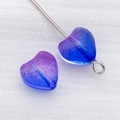 Blue and purple gradient heart-shaped glass bead with silver metal ring attachment - 1 Bead / Transparent Deep Blue Purple Gradient