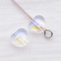 Transparente Aurora Herz-Glasperlen mit AB-Beschichtung und silbernem Metallring-Aufsatz - Transparent Weiß AB Farbe