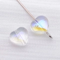 Transparent iridescent heart-shaped glass beads for DIY jewelry with aurora purple finish - 1 Bead / Transparent White AB Color