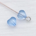 Pendentif cœur en verre transparent bleu clair avec boucle métallique pour création bijoux - 1 Pièce (6mm) / Bleu transparent