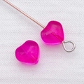 Perle de cœur en verre rouge rose transparent sur tige argentée pour bijoux DIY artisanat - 1 Pièce (6mm) / Rose Foncé Transparent