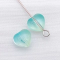 Light blue gradient heart-shaped glass bead on a silver pin for DIY jewelry making - 1 Bead / Transparent Lake Blue Green Gradient