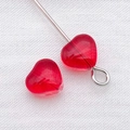 Pendentif cœur en verre rouge transparent avec tige argentée pour la création de bijoux - 1 Pièce (6mm) / Rouge Transparent