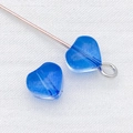 Perle de verre cœur bleu roi pour création de bijoux DIY sur anneau métallique - 1 Pièce (6mm) / Bleu Foncé Transparent