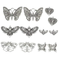 Set de colgantes de mariposa y polilla vintage en plata antigua para bisutería DIY - Estilos de Mariposas Mixtos (SN437)
